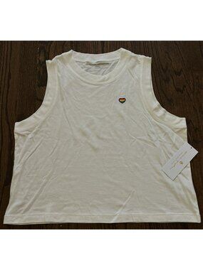 NWT Spiritual Gangster Happy Box Crop White Tank Womens Size M $58